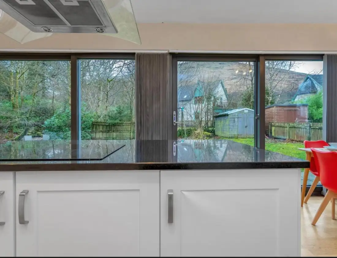 Kitchen worktop looking to the garden