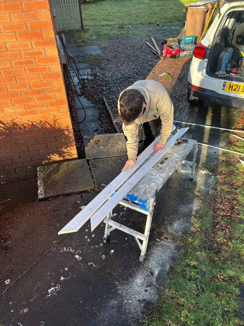 Cutting timber cladding boards on site